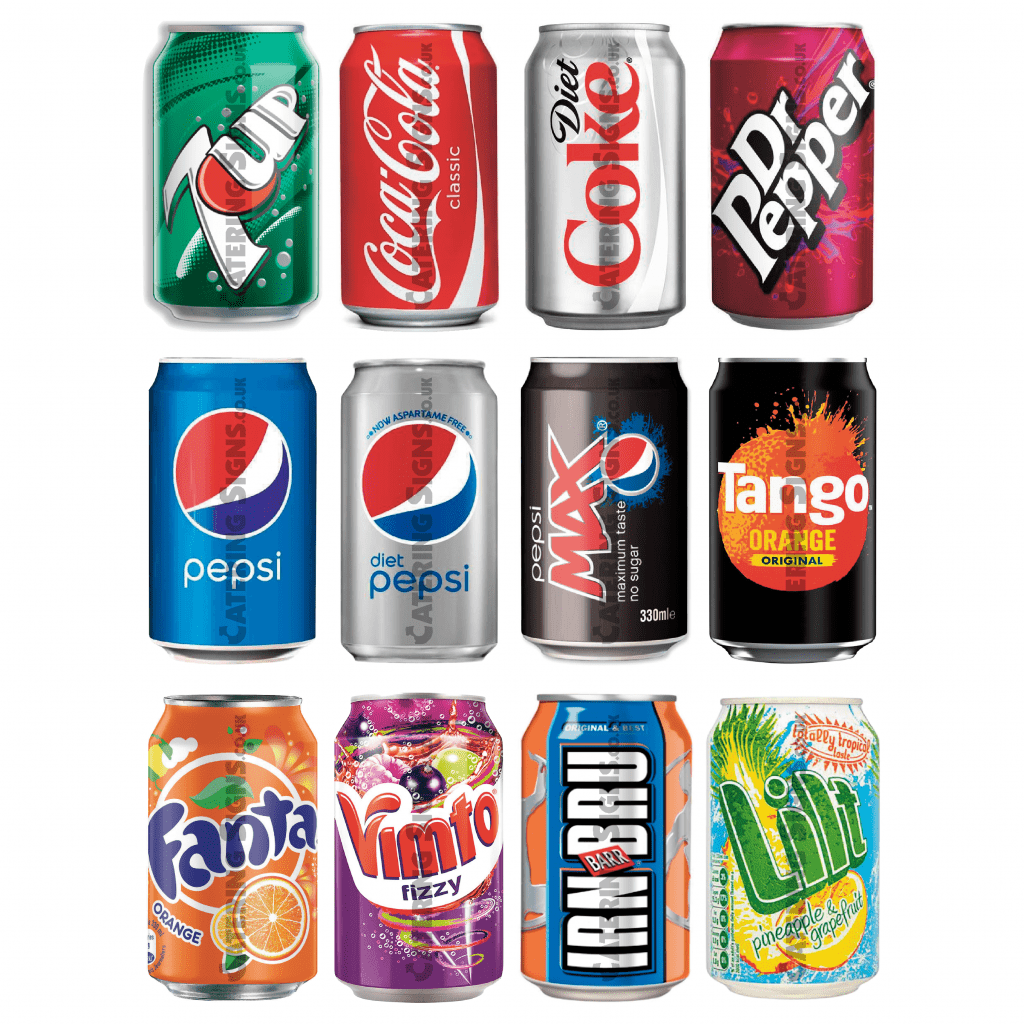 Set of 12 Drink Cans - Catering Signs UK