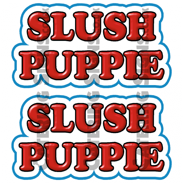 2x Slush Puppie Text Stickers