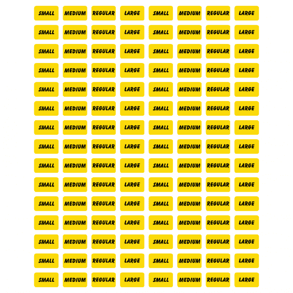 Yellow Size Stickers